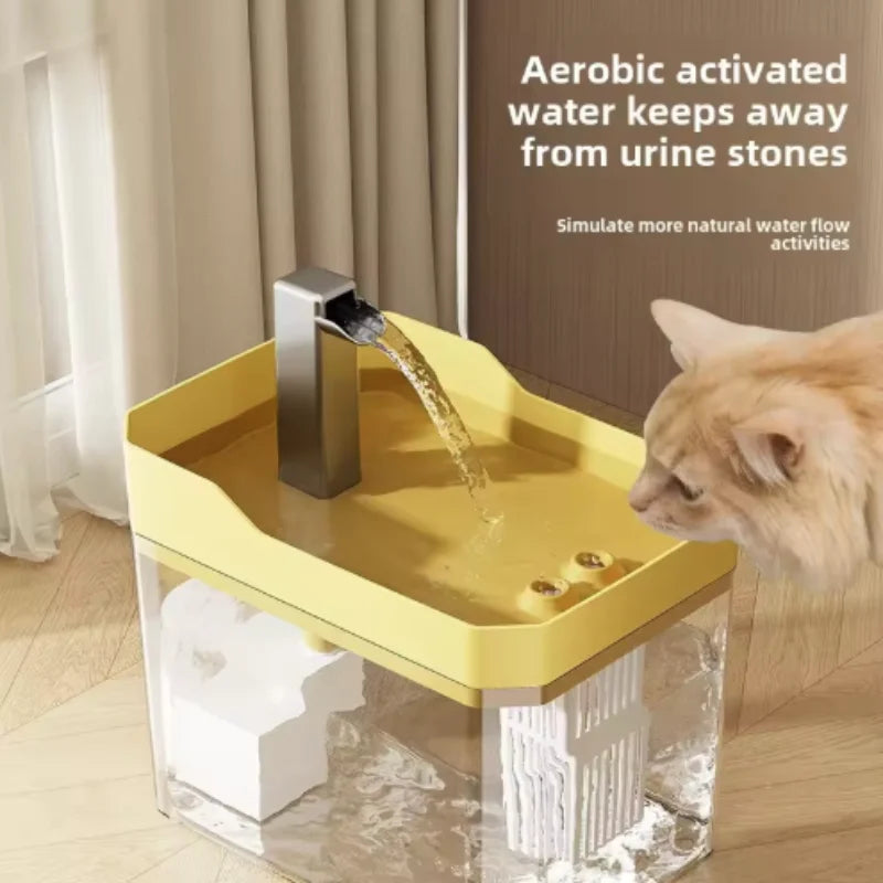 Cat Water Fountain with Auto Filter Transparent Anti-Dry Burning Recirculating Dispenser Includes Pump for Cats