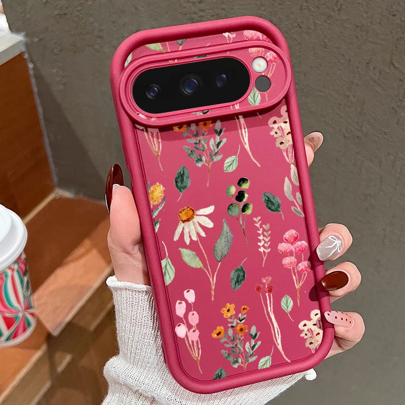 Flowers Printing Case For Google Pixel 10 8 7 Pro 10 9 Pro XL 9A 8A 7A Shockproof Soft TPU Silicone Phone Cover For Pixel 8 Pro