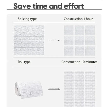 3D Brick Pattern Peel & Stick Foam Wallpaper – 70cm x 1m