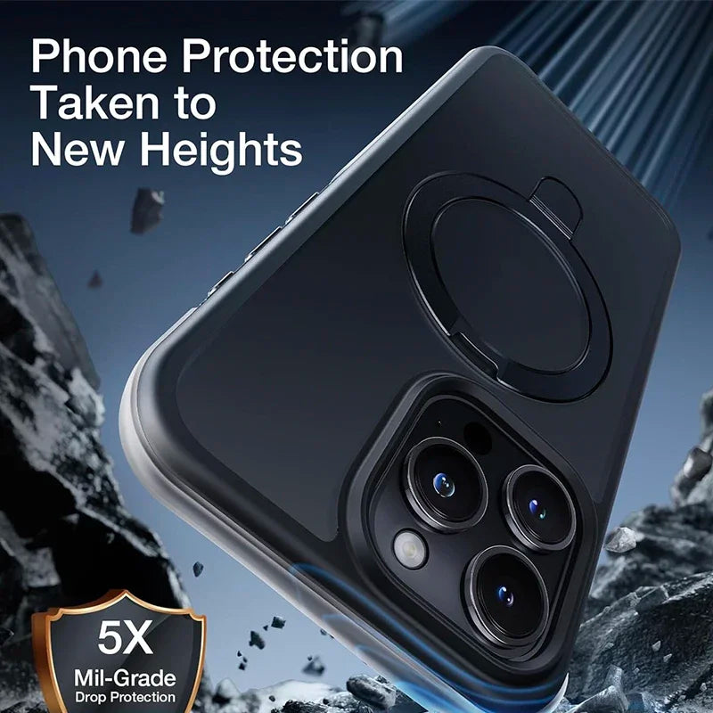 Magnetic Mobile Phone Case with Ring Stand for iPhone 17 Pro Max Air 16 16E 15 14 Case Plus 13 11 12 Mobile Cases with Kickstand