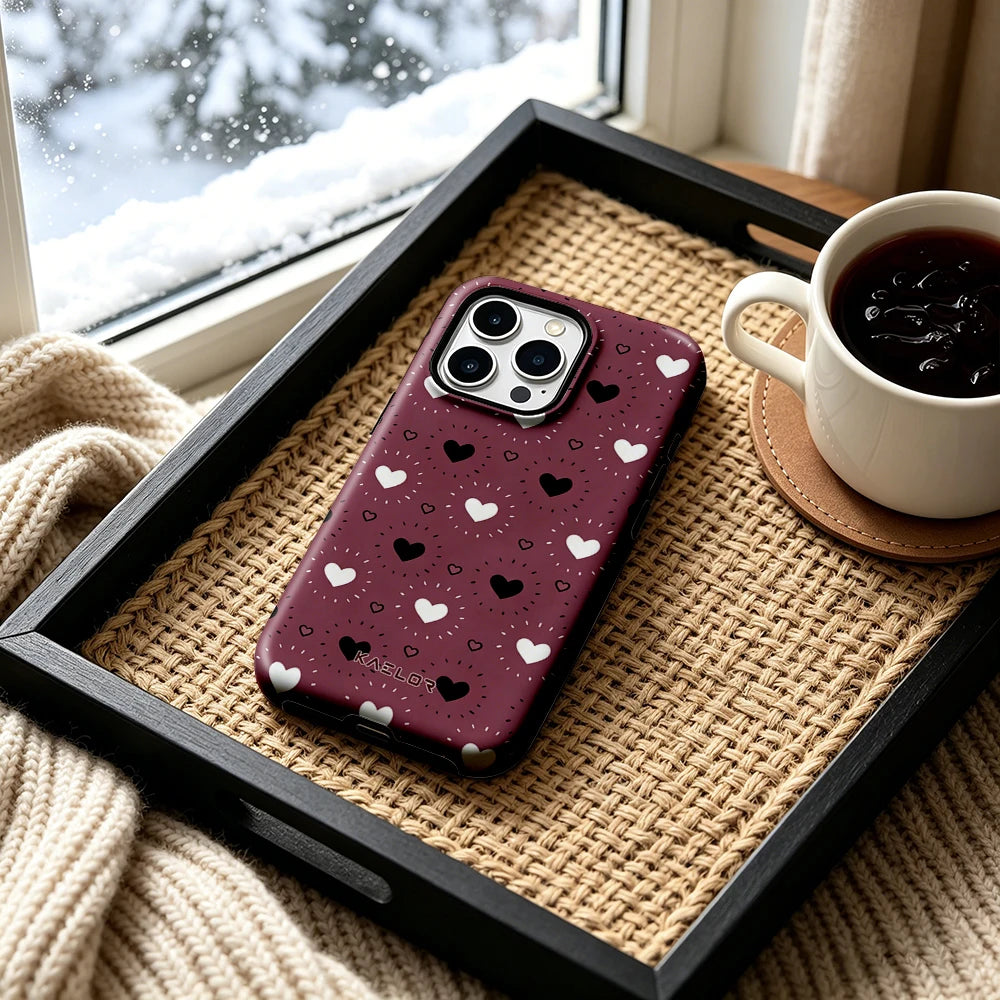 Burgundy Big Flower Double Layer Hard Shell for iPhone 17 16 15 14 Plus 13 Pro Max Anti-Drop Shockproof  PC Case