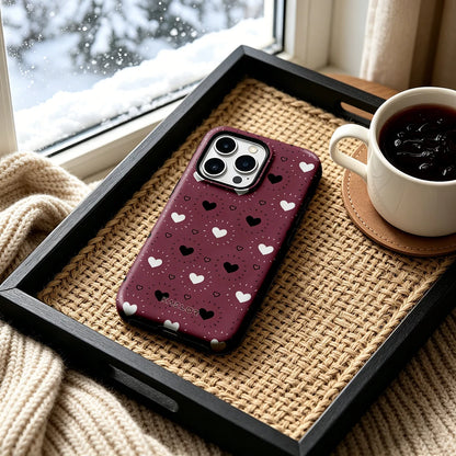 Burgundy Big Flower Double Layer Hard Shell for iPhone 17 16 15 14 Plus 13 Pro Max Anti-Drop Shockproof  PC Case