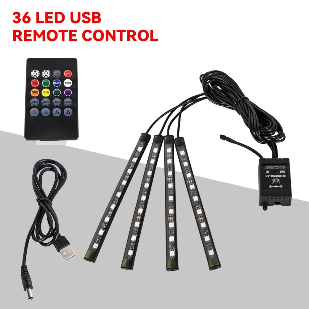 RGB Car Interior Ambient LED Light with Music Sync and App Control
