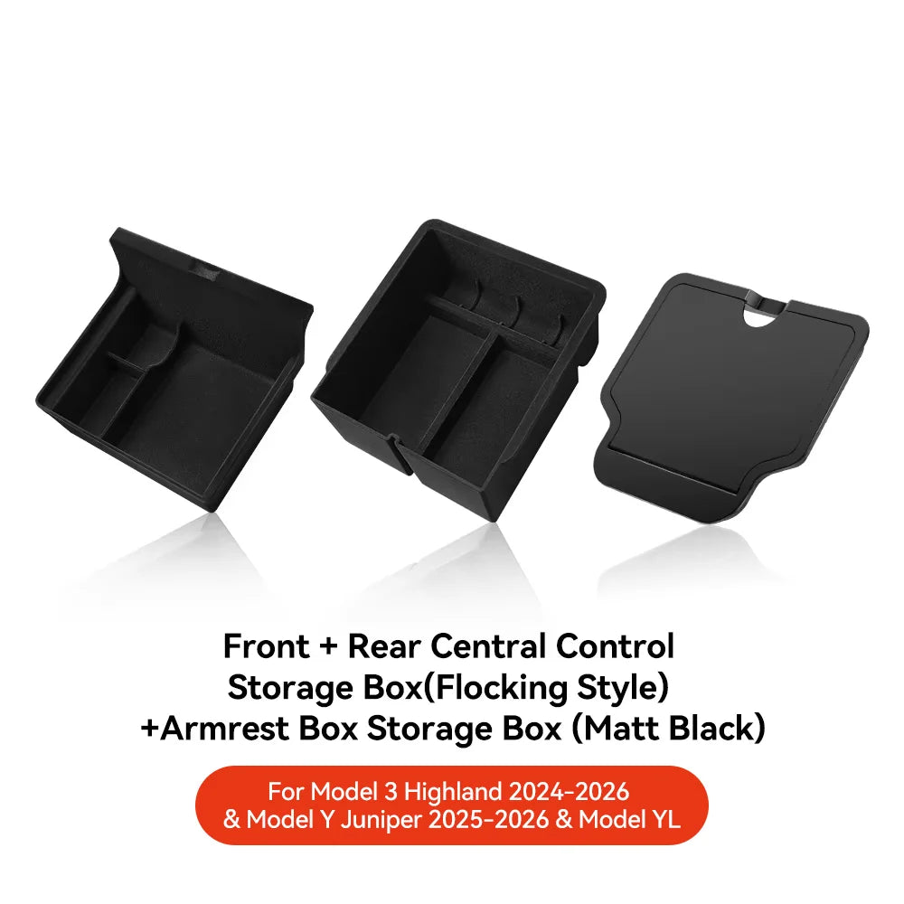 For Tesla Model 3/Y/YL Highland Juniper 2026 Center Armrest Hidden Storage Box Cup Holder Console Organizer Box Accessories