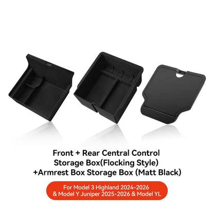 For Tesla Model 3/Y/YL Highland Juniper 2026 Center Armrest Hidden Storage Box Cup Holder Console Organizer Box Accessories