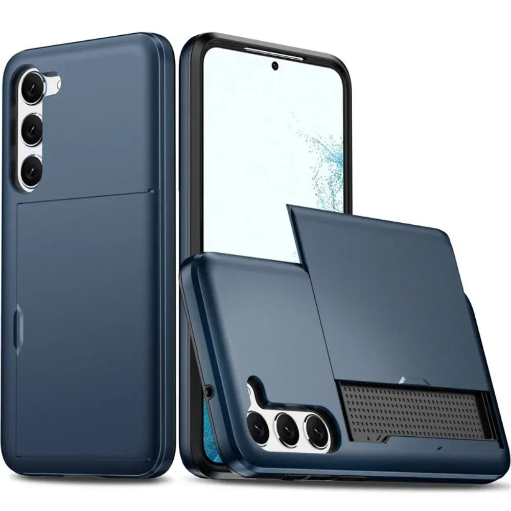 For Samsung Galaxy S26 S25 S24 Ultra S22 Plus S23 S21 S20 FE Note 20 A17 A55 Wallet Cover Card Holder Slot Shockproof Phone Case