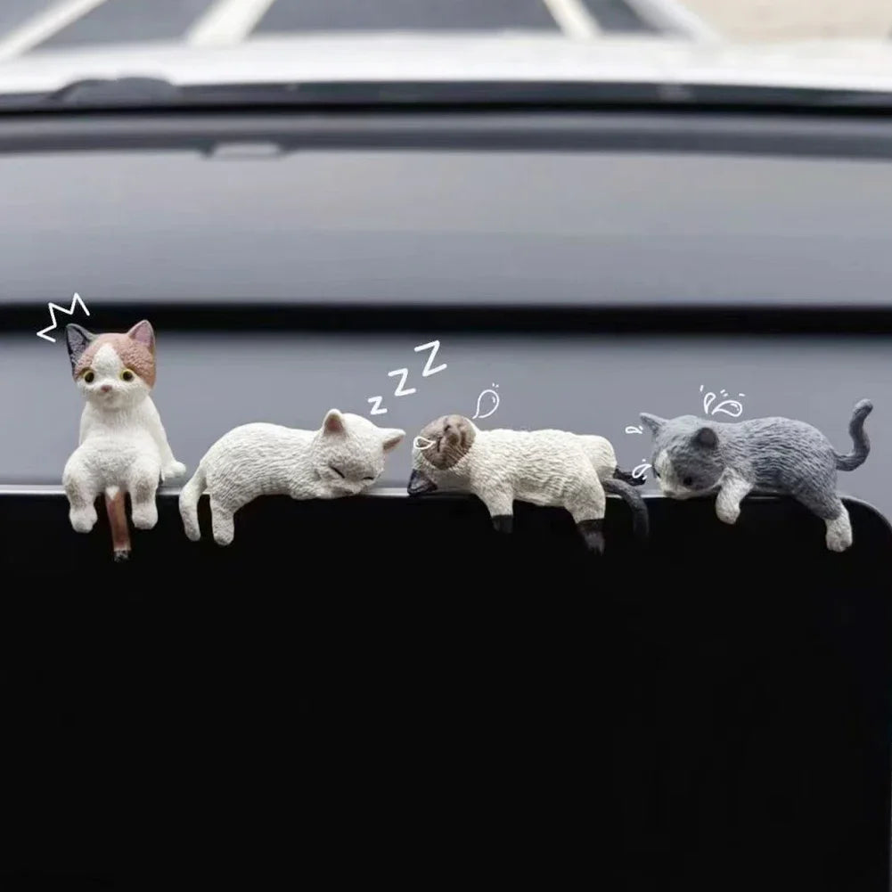 Sleeping Cat Car Ornament – PVC Dashboard & Console Decor