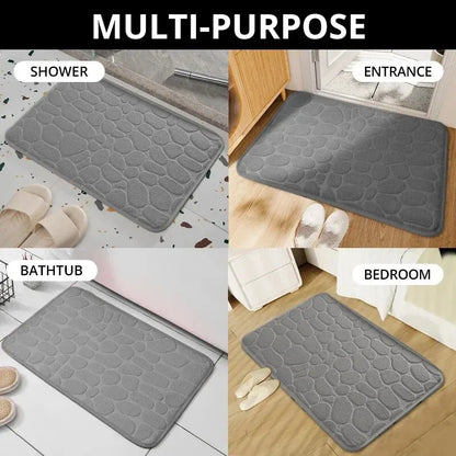 Microfiber Embossed Pebble Bath Mat – Anti-Slip Floor Rug
