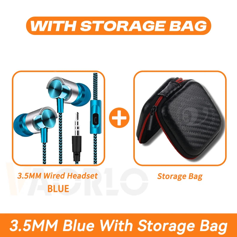 3.5mm Wired In-Ear Earphones Noise Cancellation HiFi Stereo Sports Gaming Music Headphones With Mic Headset For Phone MP3 MP4