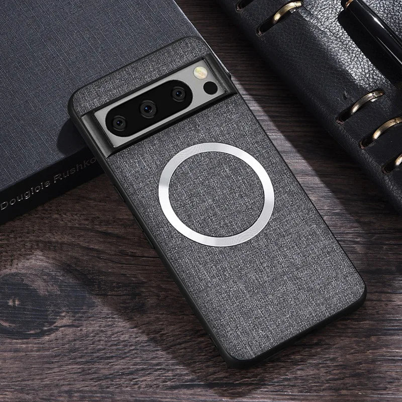 for Magsafe Fabric Cloth Case for Google Pixel 9 8 7 6 10 Pro XL 7A 8A 6A Magnetic Wireless Charging Slim Cover for Pixel 9Pro
