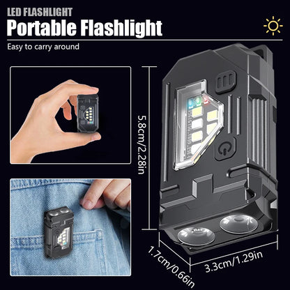 MINI USB Rechargeable LED Flashlight Portable Tail Magnet Work Light Super Bright Camping Lantern Side COB Emergency Torch Light
