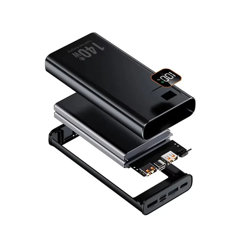 Lenovo 140W Super Fast Charging Ultra Capacity Portable Charger Power Bank 2027 500000mAh CCC For IPhone Samsung