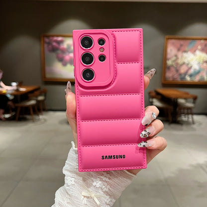 Wave Puffer Down Jacket Phone Case Samsung S26 S25 S24 S23 S22 Ultra S21 Plus Note 20 A72 A54 Solid Color Shockproof Soft Cover