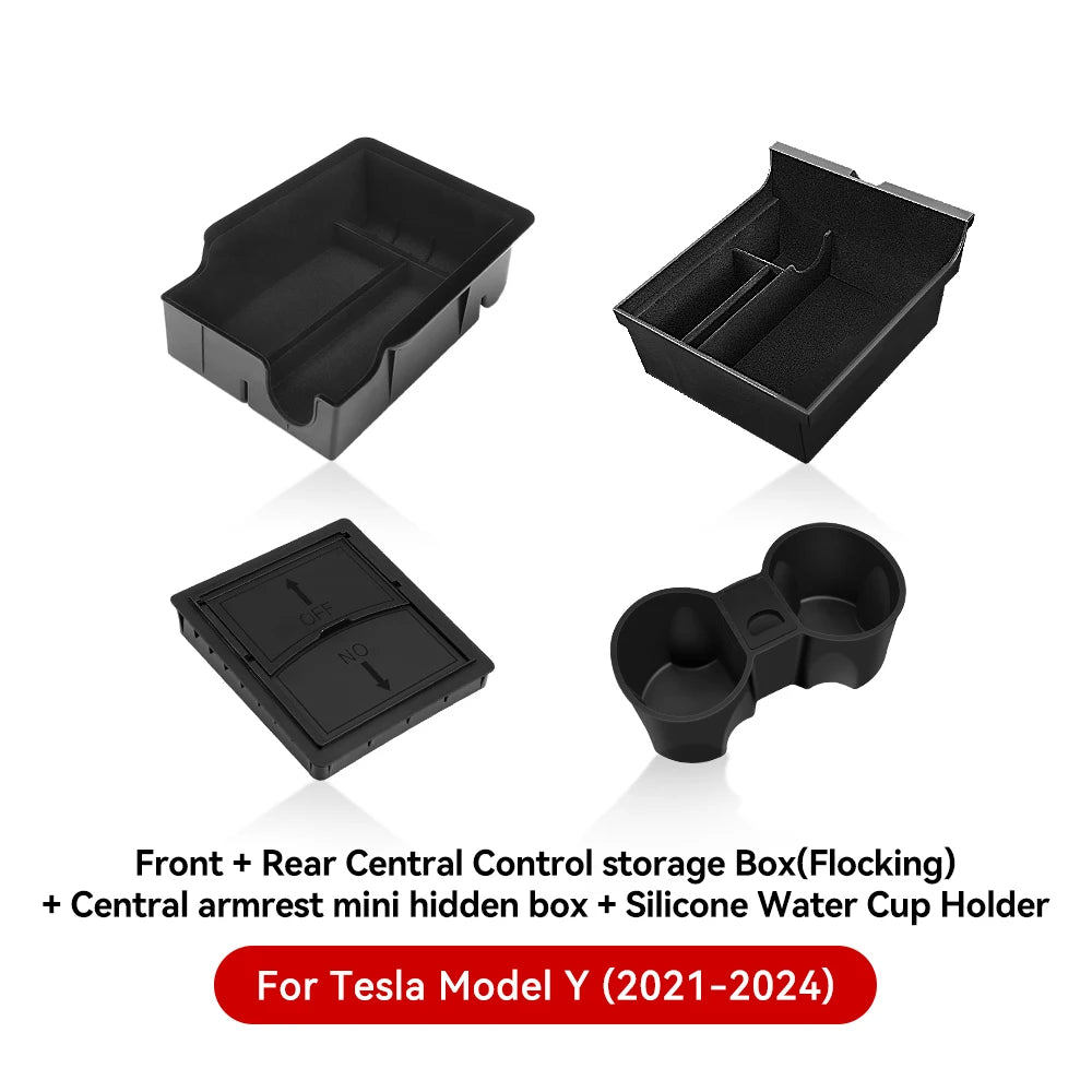 For Tesla Model 3/Y/YL Highland Juniper 2026 Center Armrest Hidden Storage Box Cup Holder Console Organizer Box Accessories