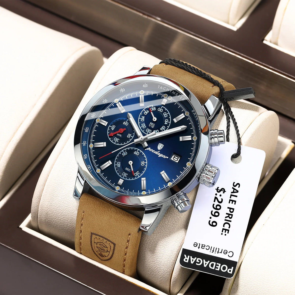 POEDAGAR Luxury Trendy Man Watch Date Waterproof Luminous Chronograph Men Watch Sports Male Stylish Leather Men's Quartz Watches