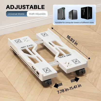 Adjustable Computer Tower Stand with Cooling Fan  Mobile CPU Holder 4 Rolling Casters  PC Floor Cart PC Riser Under Desk CPU