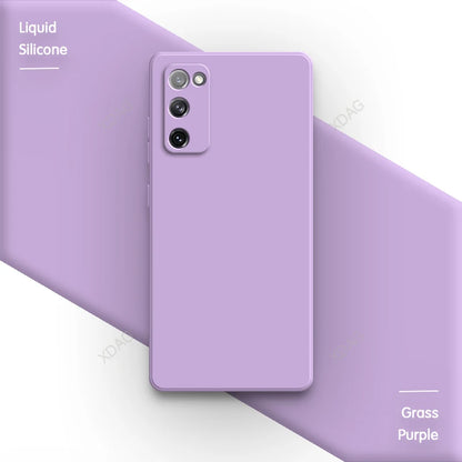 Straight Edge Housing for Samsung Galaxy S20 FE S20FE Plus Ultra 5G Plain Candy Color Soft Liquid Silicone Phone Case Back Cover