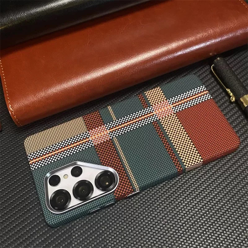 For Samsung Galaxy S26Ultra S26 S25 S24 S23 Ultra Plus Carbon Fiber Texture MagSafe Case Wireless Charging Alloy Lens Hard Cover