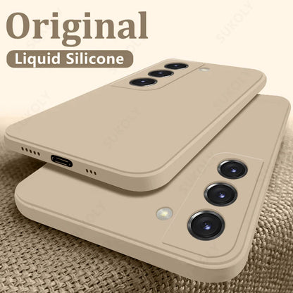 Case For Samsung Galaxy S26 S24 S23 S22 S25 Ultra S24 FE A57 A56 A55 A16 A17 5G S25 Edge Shockproof Liquid Silicone Phone Cover