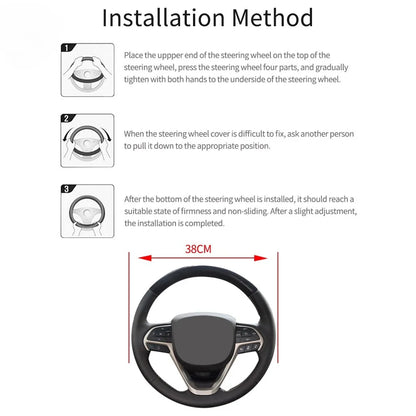 37-38cm Carbon Fiber Style PU Leather Steering Wheel Cover Universal Anti Slip Breathable for Car Interior Decoration
