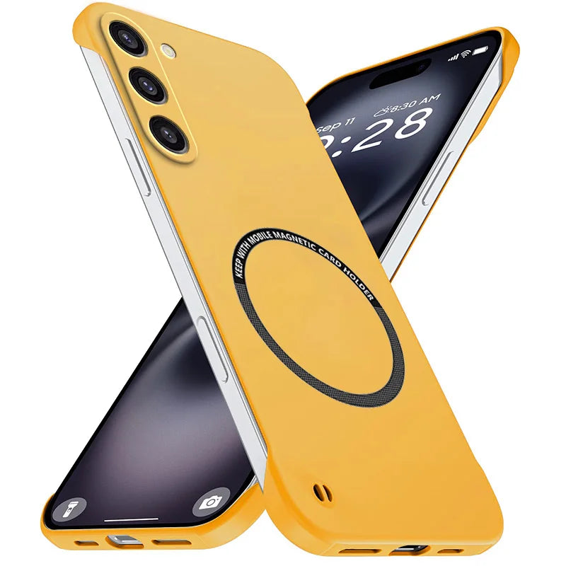 Magnetic Slim for Samsung S23 S22 S21 FE Plus Ultra Frameless Phone Cases Matte Hard Plastic Cover Borderless Shockproof Armor