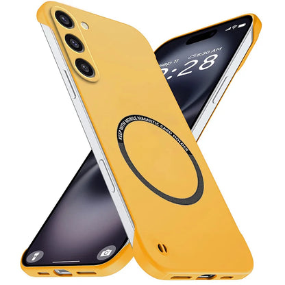 Magnetic Slim for Samsung S23 S22 S21 FE Plus Ultra Frameless Phone Cases Matte Hard Plastic Cover Borderless Shockproof Armor