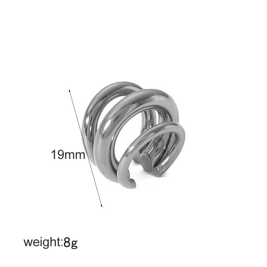 18K Gold Stainless Steel Multilayer Ear Clip – Waterproof Chunky Hoop