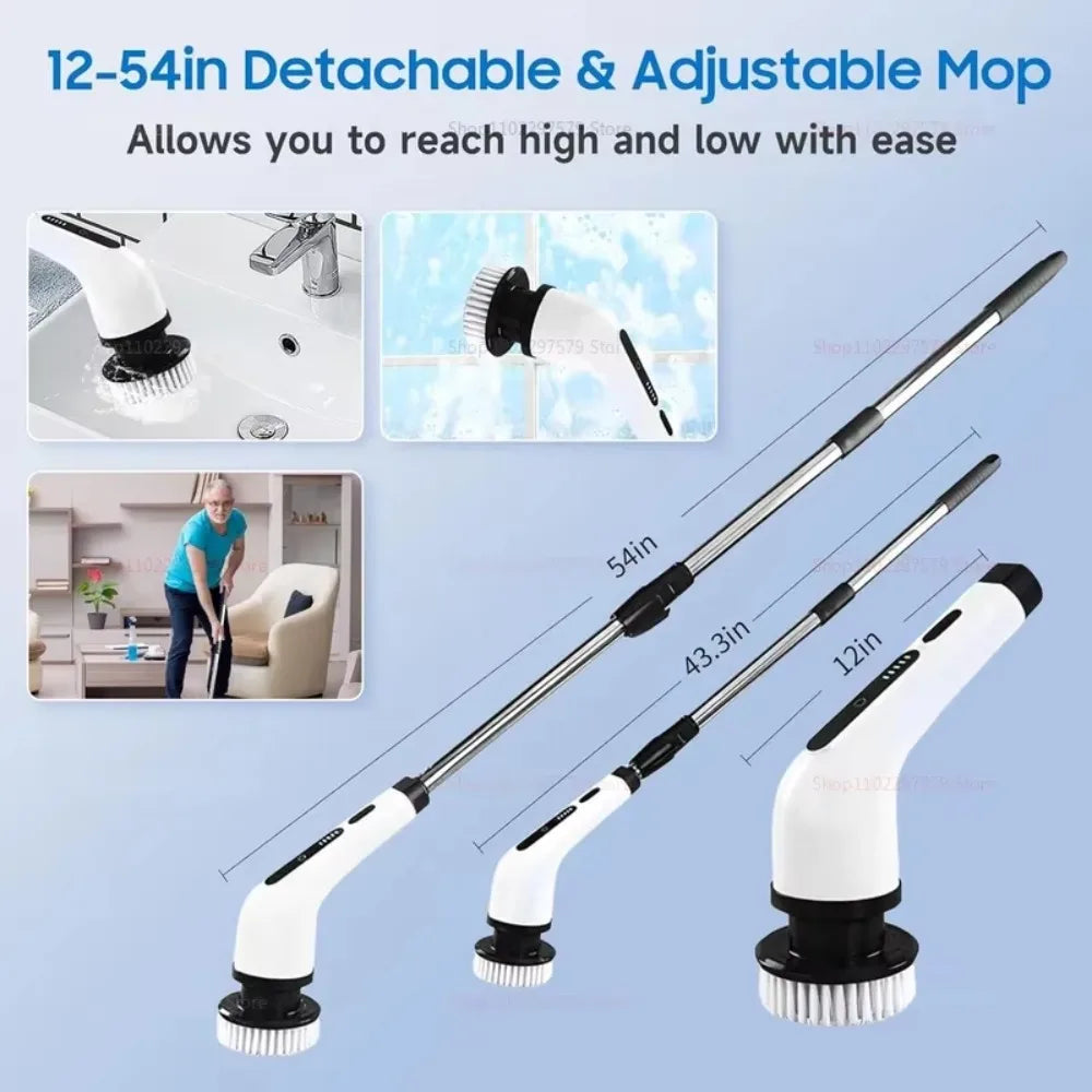 9 in 1Electric Spin Scrubber,Cordless Cleaning Brush Shower Scrubber – Adjustable Extension Handle Waterproof for Tub Tile Floor