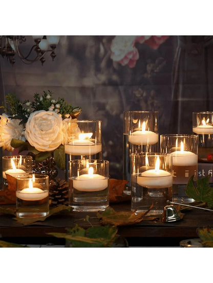 Clear Cylinder Glass Candle Holder Pillar High Borosilicate Glass Candle Holder Vase Wedding Party Decor(Candles Not Included)