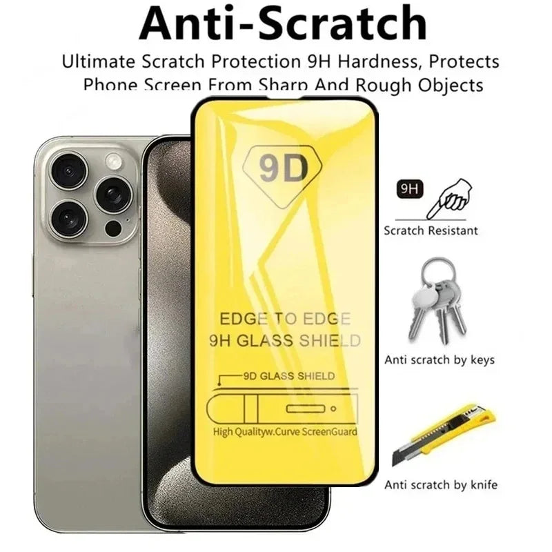 1-5PCS 9D Tempered Glass For iPhone 16 Pro Max 13 11 17 Air 15 14 12 Mini XR X Xs Max 7 8 Plus SE 6s 17promax Screen Protector