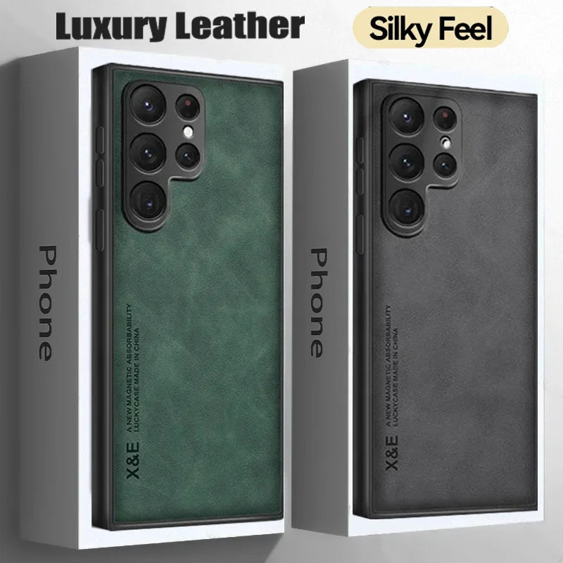 Sheepskin Magnetic Case For Samsung S26 S25 S24 Ultra S22 Plus S21 FE Cases For Samsung S23 Ultra Note 20 10 Leather Phone Cover