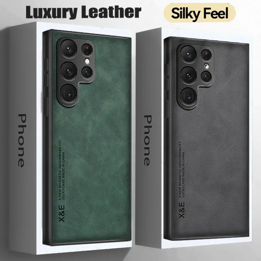 Sheepskin Magnetic Case For Samsung S26 S25 S24 Ultra S22 Plus S21 FE Cases For Samsung S23 Ultra Note 20 10 Leather Phone Cover