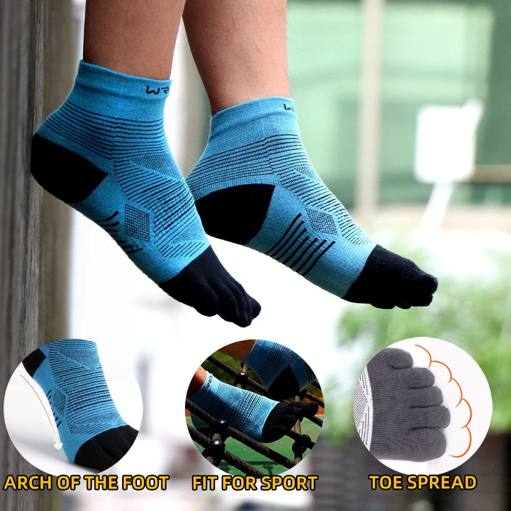 WRELS Coolmax Sports Socks Comfy Elastic Shock-proof Breathable Run Knitted Socks High Performance Athletic Five Toe Socks