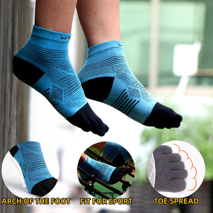 WRELS Coolmax Sports Socks Comfy Elastic Shock-proof Breathable Run Knitted Socks High Performance Athletic Five Toe Socks