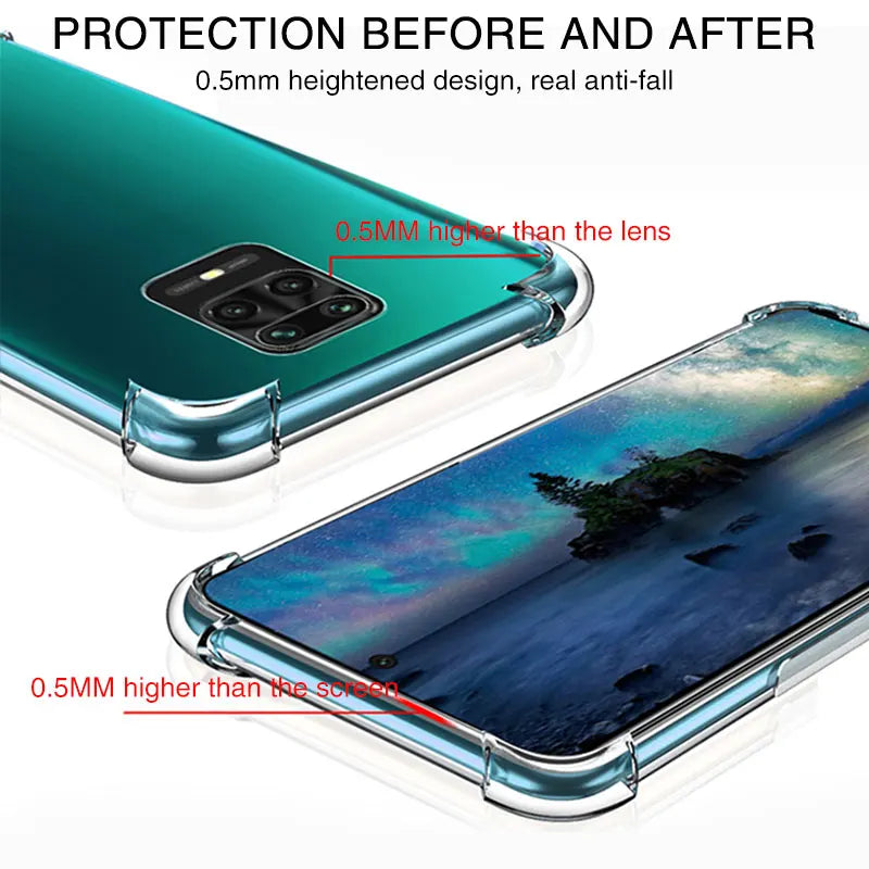 Airbag Thick Shockproof TPU Clear Case For Xiaomi Redmi Note 9 9s Note9 Pro Silicone Transparent Soft Cover Cases