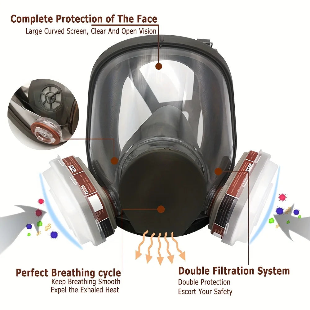 Ship From USA 6800 Full Face Gas Mask Reusable Large Size Gas Dust Respirator Paint Sprayer Chemical Wood Working