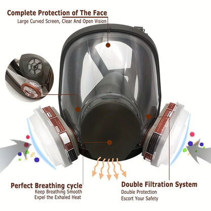 Ship From USA 6800 Full Face Gas Mask Reusable Large Size Gas Dust Respirator Paint Sprayer Chemical Wood Working