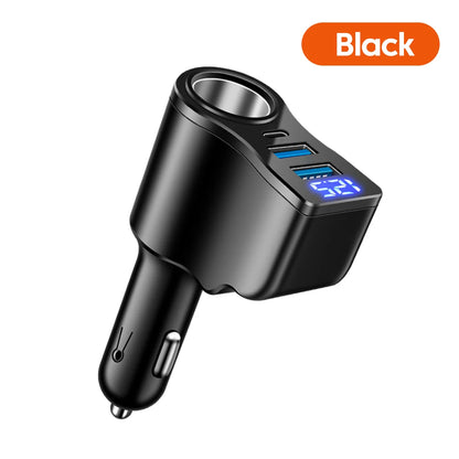 66W 4 Ports Digital Display Car Cigarette Lighter Power Adapter 3.1 A USB PD Car Phone Multifunctional Charger For iPhone Huawei