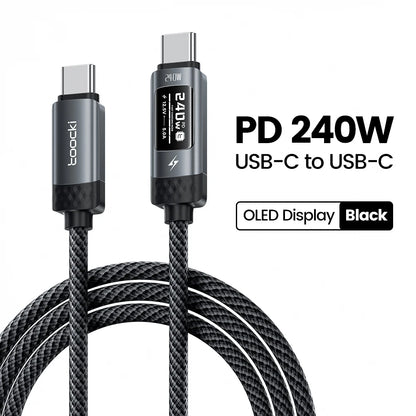 Toocki 240W USB C to USB C Cable LED Digital Display PD3.1 Fast Charging Type C to Type C Cable For Macbook iPhone 17 16 Samsung