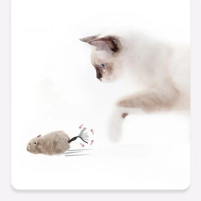 Wind-Up Plush Mouse Toy for Cats – Lifelike Running Rat