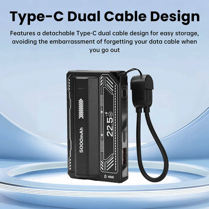 21700 Battery Holder Power Bank Case PD 20W Fast Charging Built-in Cable Detachable Power Bank DIY Battery Case
