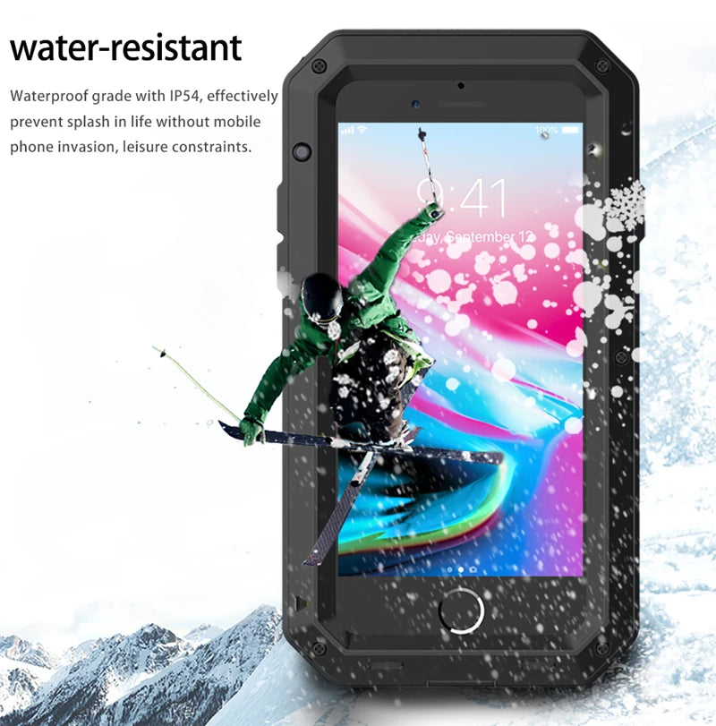 Heavy Duty Protection Armor Metal Aluminum Case for iPhone 16 15 14 13 12 mini 11 Pro 7 8 Plus XS Max XR SE 16e Shockproof Cover