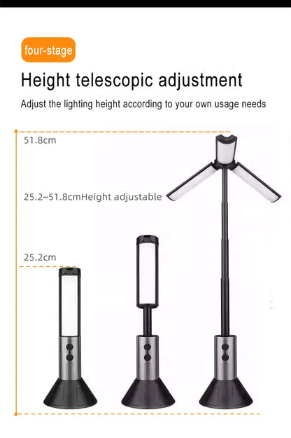 Portable Telescopic LED Flashlight Rechargeable Folding Searchlight for Outdoor Car Repair Camping Tent Lighting