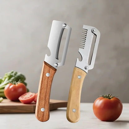 Kitchen Peeler Stainless Steel Vegetable Peeler with Wooden Handle for Peeling and Slicing Fruits and Vegetables Kitchen Tool