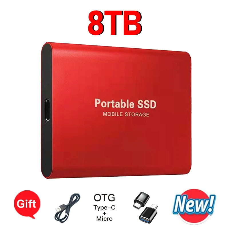 16TB Mass Storage Portable SSD 1TB 2TB 4TB 8TB USB3.2 External Hard Drive High Speed Solid Disk for All Devices