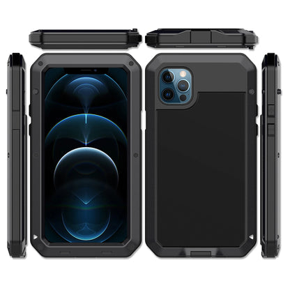 Heavy Duty Protection Armor Metal Aluminum Case for iPhone 16 15 14 13 12 mini 11 Pro 7 8 Plus XS Max XR SE 16e Shockproof Cover