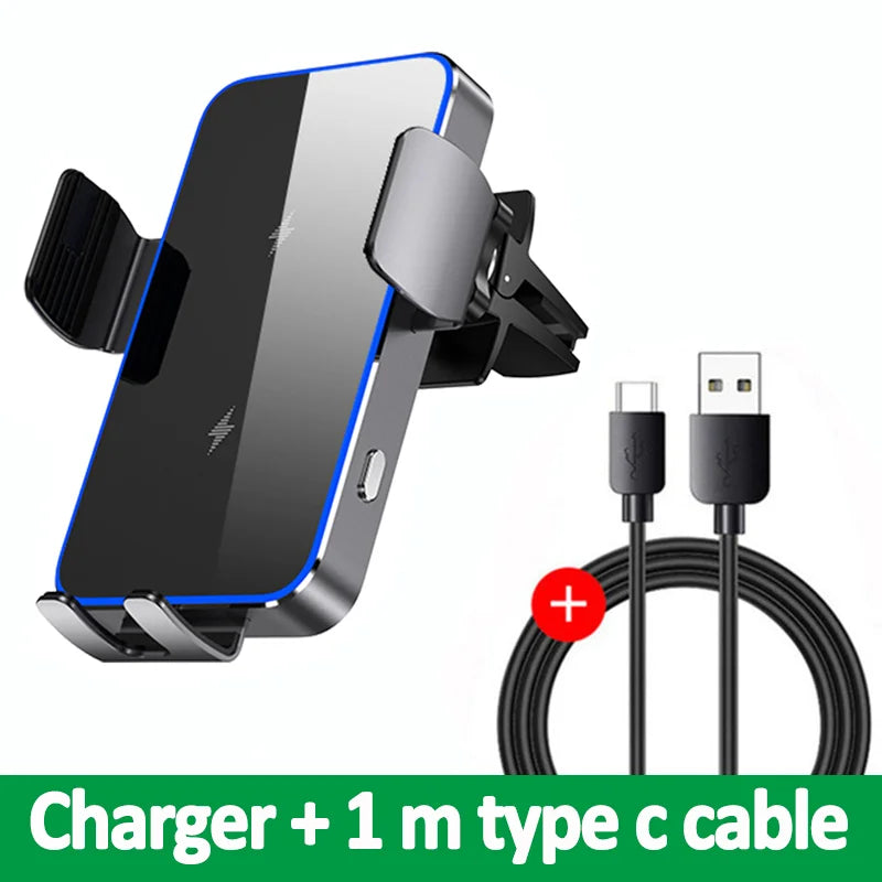 Wireless Car Charger Dual Coil Car Phone Holder Stand for Samsung Galaxy Z Flip 5 4 3 S22 S21 iPhone 14 13 Fast Charging Station