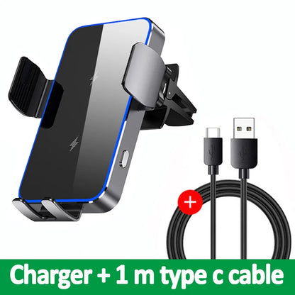 Wireless Car Charger Dual Coil Car Phone Holder Stand for Samsung Galaxy Z Flip 5 4 3 S22 S21 iPhone 14 13 Fast Charging Station