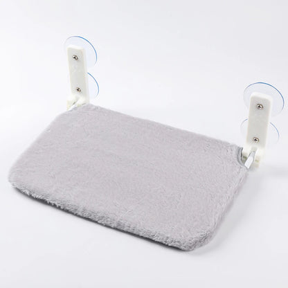 Assembly Free Folding Cat Hammock Plush Mesh Cat Window Wall Jumping Platform Double Suction Cup Cat Hammock