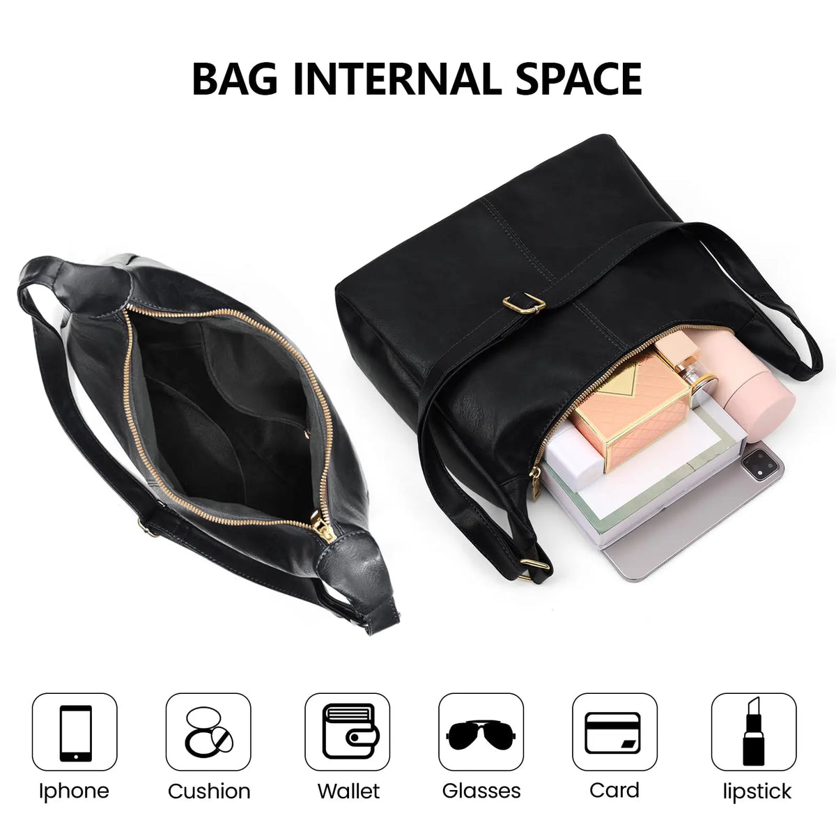 Hobo Shoulder Bags for Women Soft Vegan Leather Shoulder Handbag Versatile Large Capacity Tote Underarm Shoulder Bag Purses ﻿